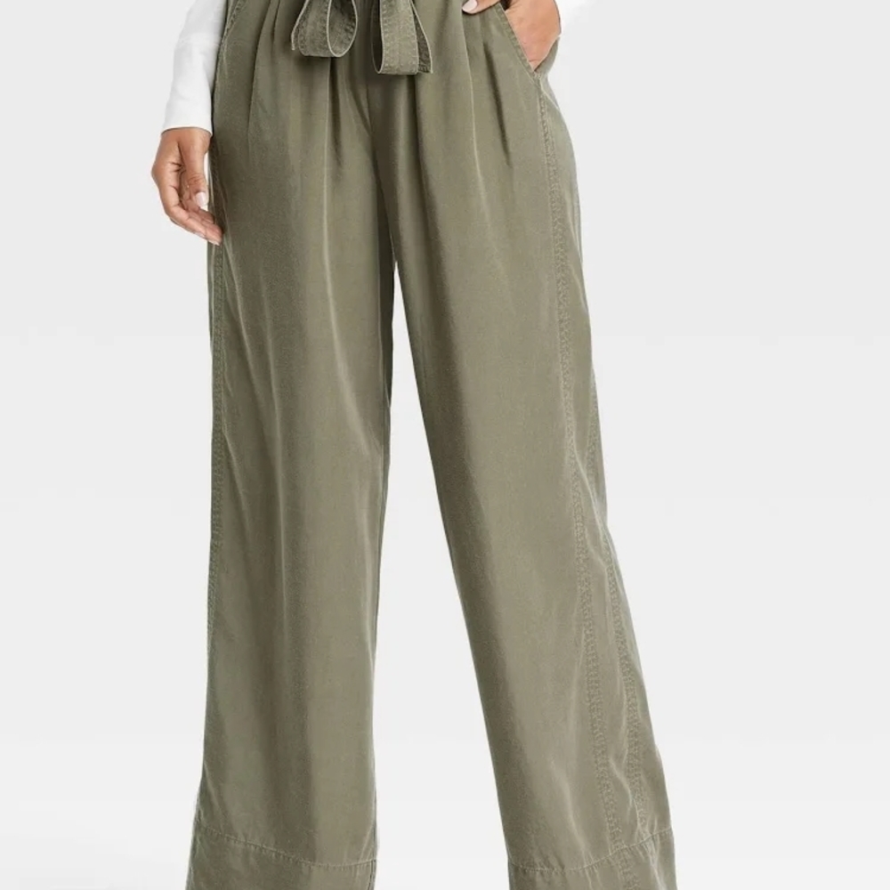 Knox Rose Olive Green Wide-Leg Pants